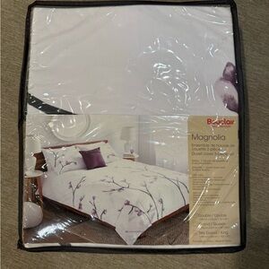 Magnolia Cream and Purple Floral Duvet Cover